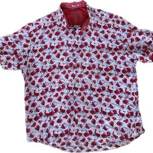 Bugatchi Uomo Red and White floral Casual Shirt